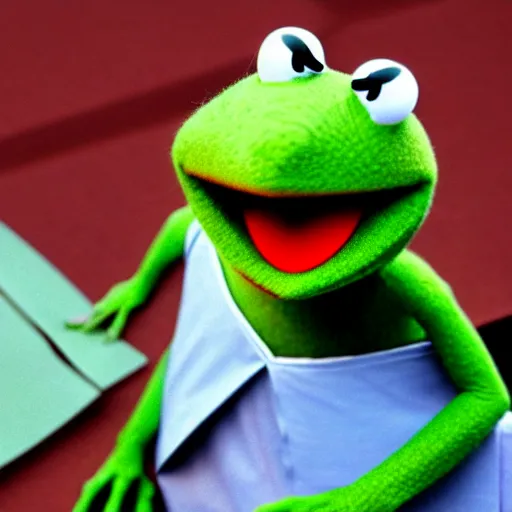 Prompt: kermit the frog is a green grape