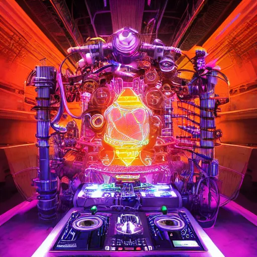 Image similar to album art for a trance dj, the album is called tripmachine, a huge steampunk mechanic machine with many gears and tubes and wires,, 8 k, fluorescent colors, halluzinogenic, multicolored, exaggerated detailed, front shot, 3 d render, octane