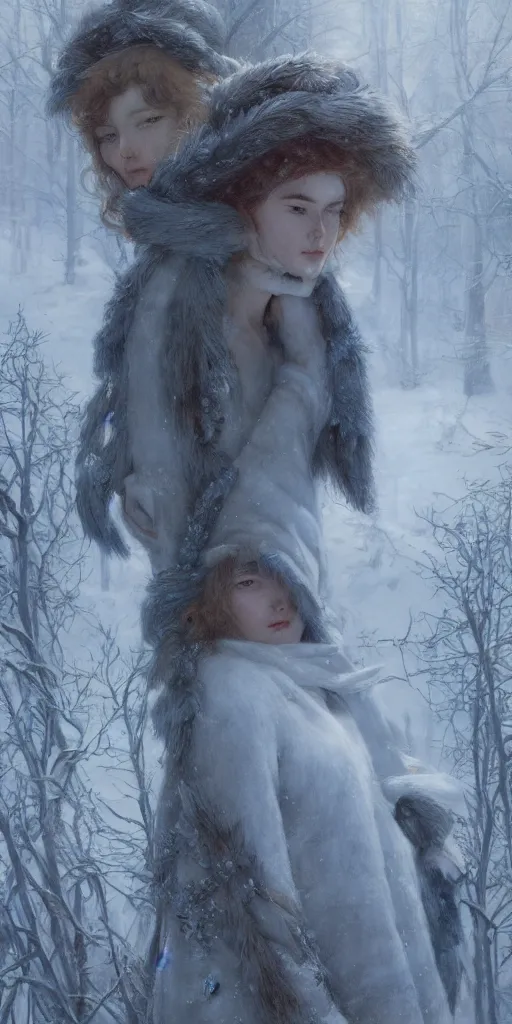 Prompt: winter, masterpiece by Edgar Maxence and Ross Tran and Michael Whelan, 8k, octane render