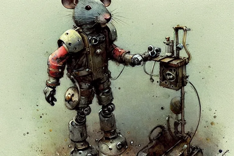 Image similar to adventurer ( ( ( ( ( 1 9 5 0 s retro future robot mouse tunneling machine. muted colors. ) ) ) ) ) by jean baptiste monge!!!!!!!!!!!!!!!!!!!!!!!!! chrome red