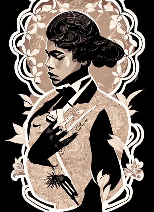 Prompt: silhouette of camaron de la isla, vector art style, medium shot, intricate, elegant, highly detailed, digital art, ffffound, art by jc leyendecker and sachin teng