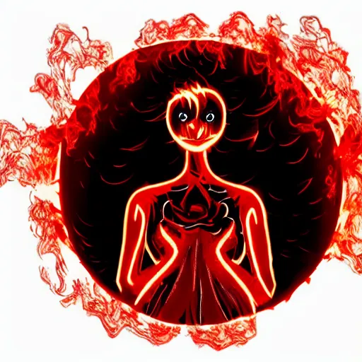 Prompt: Woman made of black flames, wearing a strict business suit, with no face, with glowing red eyes, with a red halo over her head, with red halo glowing out of her wrists, looking off to the side, growing out of a giant rose, rose petals flying in the wind, war, authoritarian, tense, madness combat, strong dramatic cinematic lighting , blood red sky, grey skin, smooth, sharp focus, extremely detailed, illustration, digital painting, artstation, indieground, sharp focus, by Godmachine, alphonse mucha''