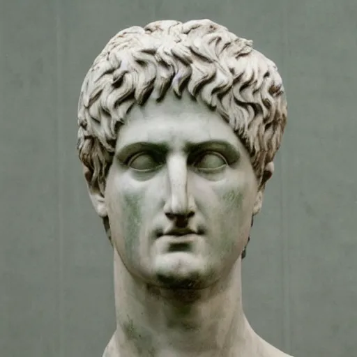 Prompt: roman statue of Caesar, hair texture, impressionist oil painting