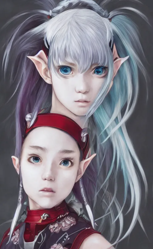 Prompt: grimes with elf ears, silver hair, beautiful anime warrior, masterpiece by shikinami asuka langley, incredible beauty, charismatic, trending on artstationl, digital art, japanese anime art, incredible detail, pop star grimes, elf ears, katana