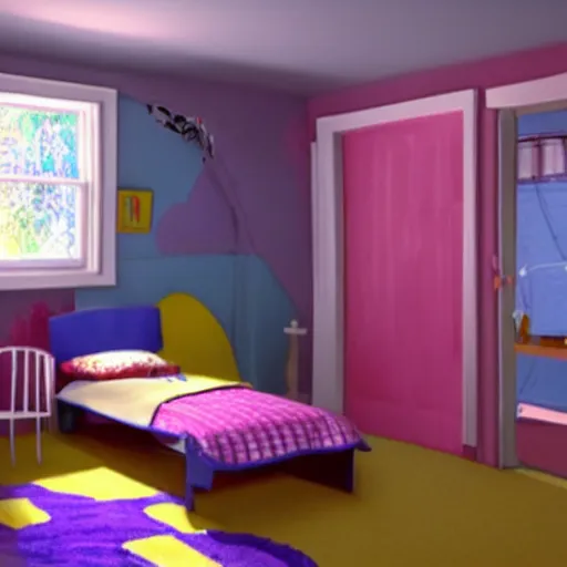 Image similar to Film still of a childrens bedroom by Pixar