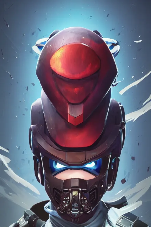 Image similar to epic mask helmet robot ninja portrait stylized as fornite style game design fanart by concept artist gervasio canda, behance hd by jesper ejsing, by rhads, makoto shinkai and lois van baarle, ilya kuvshinov, rossdraws global illumination radiating a glowing aura global illumination ray tracing hdr render in unreal engine 5