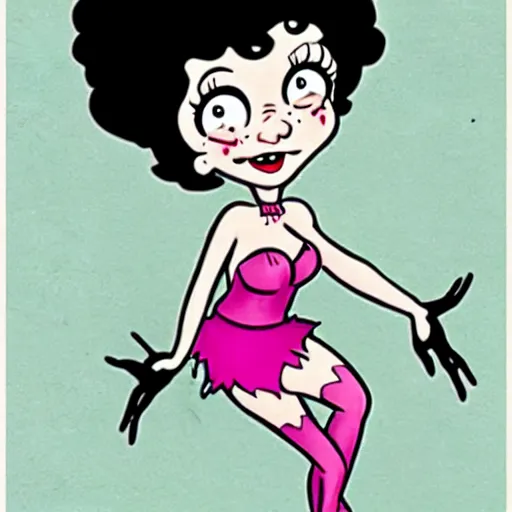 Image similar to dr. Frank n furter as a cute Betty boop cartoon