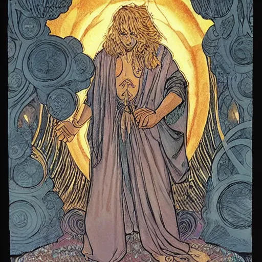 Prompt: a powerful psychic man emitting psychic powers, by rebecca guay,