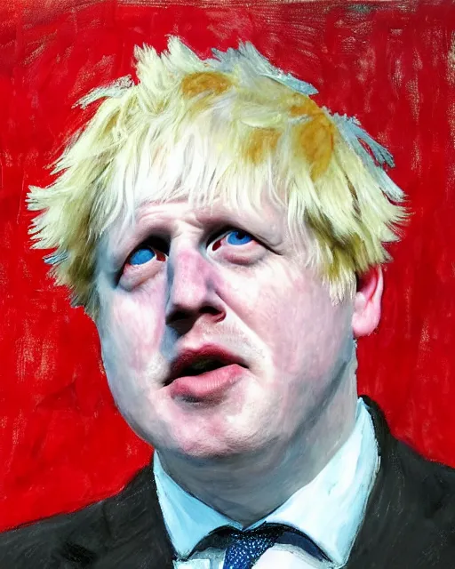 Prompt: impressionist painting of a horror portrait of boris johnson