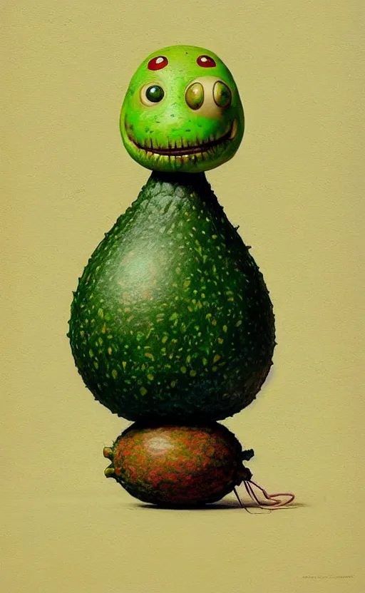 Image similar to anthro avocado creature painting by chiara bautista, beksinski and norman rockwell and greg rutkowski weta studio, and lucasfilm