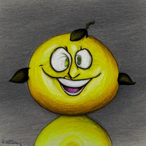 Image similar to trollface lemon, colored pencil sketch, 8 k