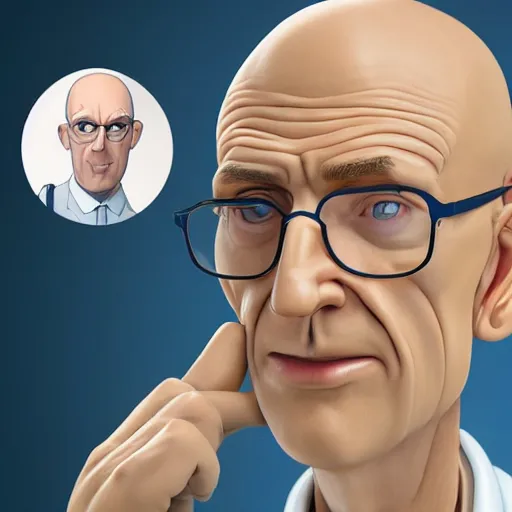 Image similar to A middle-aged Dr. Venture in real life with a hooked nose, a long gaunt face and skinny body and neck, very thin and bald, realistic, very realistic, hyperrealistic, highly detailed, very detailed, extremely detailed, detailed, digital art, oil painting, trending on artstation, headshot and bodyshot, detailed face, very detailed face, extremely detailed face, HD Quality, 8k resolution, very very detailed face, real life