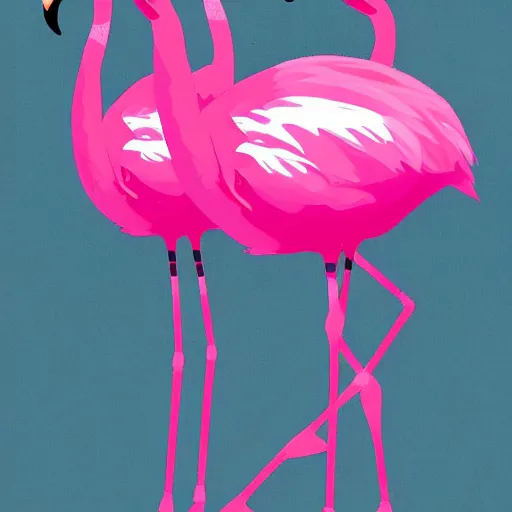 Prompt: five pink flamingos disco dancing super kawai style