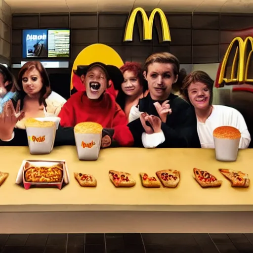 Image similar to the last supper at mcdonalds