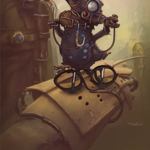 Image similar to a rat with steampunk googles, by Peter Mohrbacher