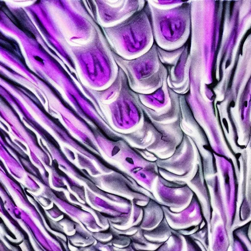 Image similar to a mushroom's gills from the bottom that is purple and grey with psychedelic patterns ; maximum realism ; maximum detailed close - up ; dramatic lighting