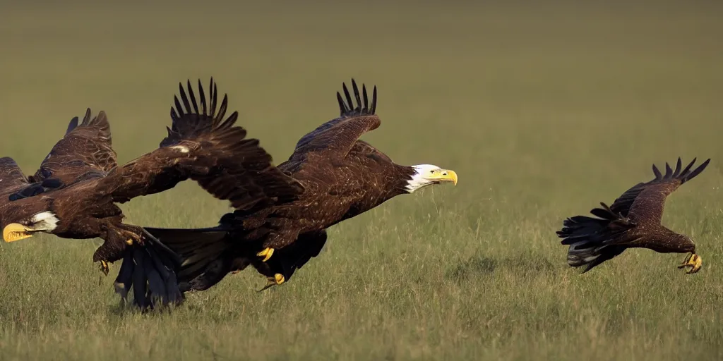 Image similar to eagle hunting a razorback, national geographic, 8 k