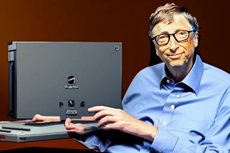 Image similar to bill gates using pc