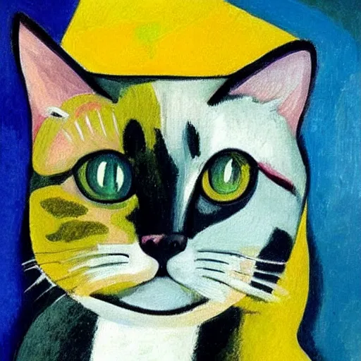 Prompt: a portrait of cute cat by robert delaunay