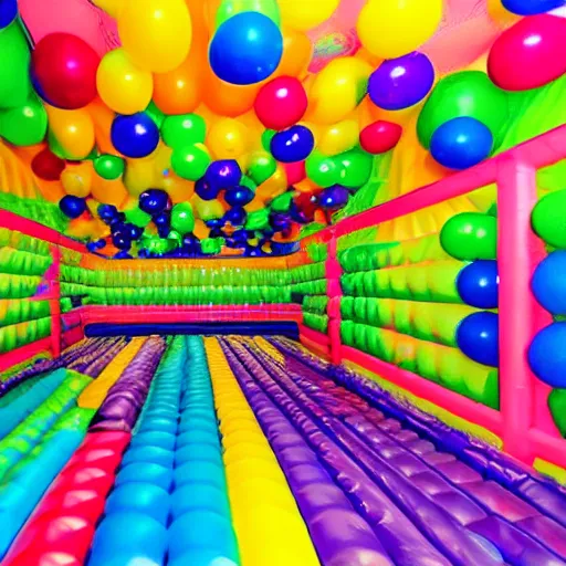 Image similar to photo of endless corridors where the floor is made of ballpit