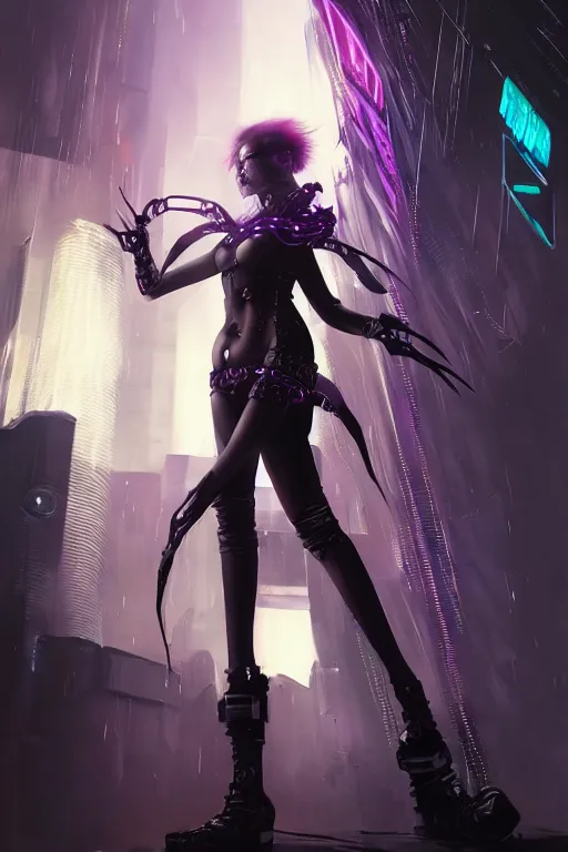 Image similar to portrait futuristic demonic cyberpunk female pirate, in futuristic stormy electric flashing tokyo rooftop cyberpunk night, ssci-fi, fantasy, intricate, very very beautiful, elegant, neon light, highly detailed, digital painting, artstation, concept art, soft light, hdri, smooth, sharp focus, illustration, art by tian zi and craig mullins and WLOP and alphonse mucha