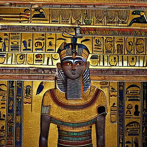 Prompt: egyptian gold god in egypt palace
