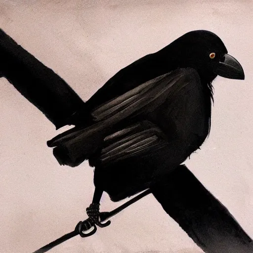 Image similar to a crow painted by Sam Weber