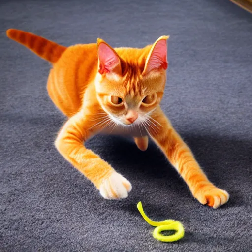 Prompt: orange tabby cat sneakily stealing a sock, realistic