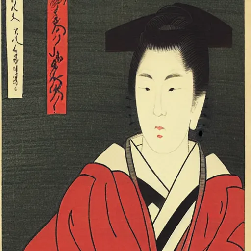 Prompt: japanese woodblock print by utamaro and hokusai,