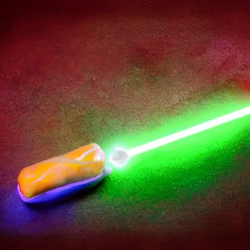 Prompt: an extremely high quality photo of a surreal neon-lightsaber-topaz-sandwich, the polymer clay ((sandwich)) creation, a hybrid mixture of sandwichopallightsaberrainbow and opalrainbowtopazlightsabers, promotional photo, 4k polymer clay food photography