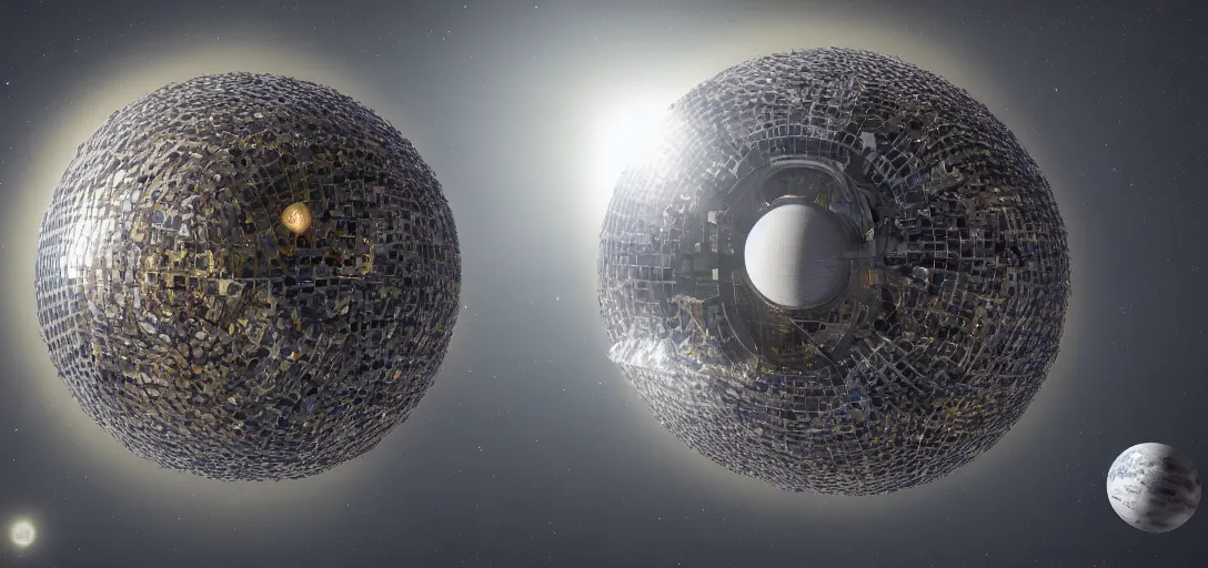 Image similar to dyson sphere, cosmos exploration, realistic photo, distant future, type 2 civilisation on kardashev scale, 4 k, architecture, autocad, visualisation, photo by nasa, webb telescope, cosmos