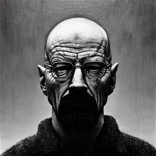 Prompt: walter white as a zdzisław beksinski