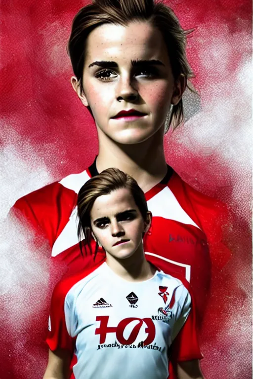 Prompt: a portrait of emma watson as a lokomotiv football player, hyper realistic, highly detailed