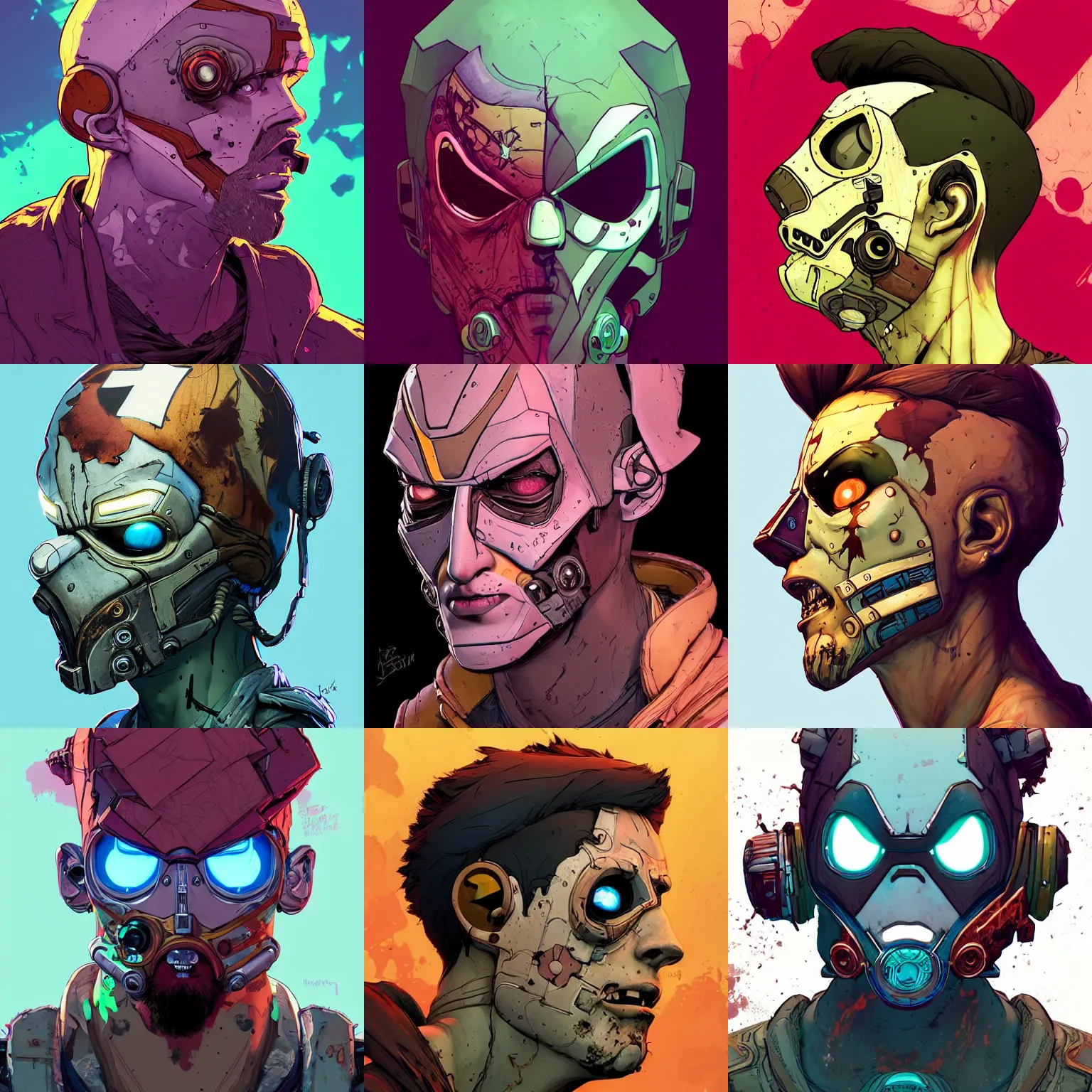 Prompt: asthetics! pretty! cell shaded head portrait of robert zdarr as Borderlands 3 concept art, llustration, post grunge, concept art by josan gonzales and wlop, by james jean, Victo ngai, David Rubín, Mike Mignola, Laurie Greasley, highly detailed, sharp focus,alien,Trending on Artstation, HQ, deviantart, art by artgem