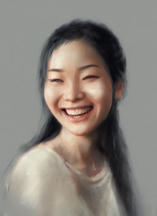 Image similar to hyper realistic photography portrait of smiling asian festival girl face cinematic, vallejo, full shot, craig mullins greg rutkowski, artstation, cgsociety