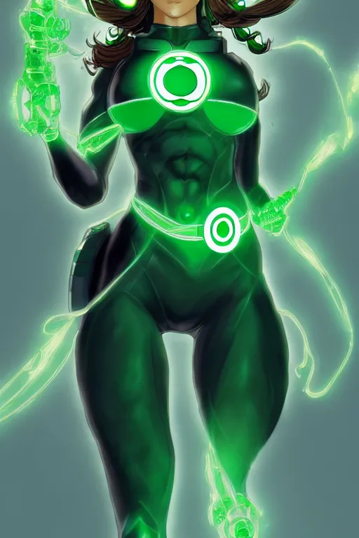 Image similar to anime key visual of a beautiful female green lantern, intricate, glowing accents, powers, glowing ring, speed, goddess, dc comics, cinematic, stunning, highly detailed, digital painting, artstation, smooth, hard focus, illustration, character concepts by senior concept artist