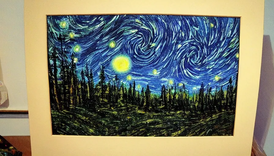 Image similar to Painting of a great forest in style of starry night