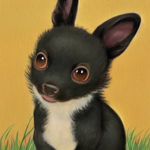 Image similar to umbreon pup in the style of a naturalist painting is the cutest thing i have ever seen, oh my god