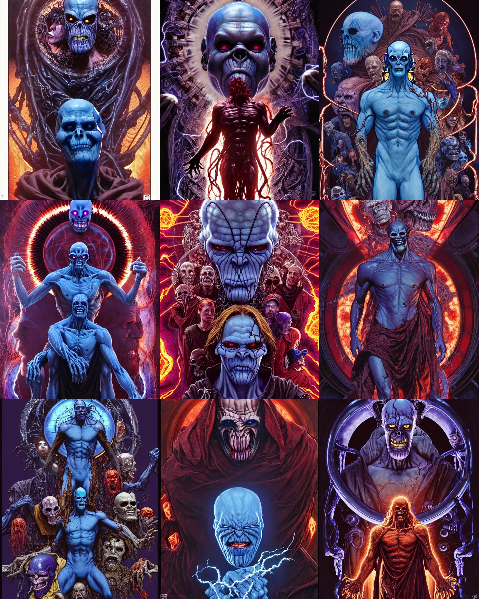 Prompt: the platonic ideal of 1 2 monkeys of cletus kasady ultimate carnage thanos dementor doctor manhattan chtulu nazgul, detailed, intricate, hyperrealism, intense, scary, decay, dmt, art by brock hofer and artgerm and greg rutkowski and alphonse mucha