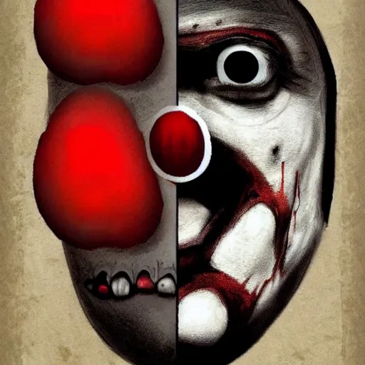 Image similar to missing poster of a zombie clown