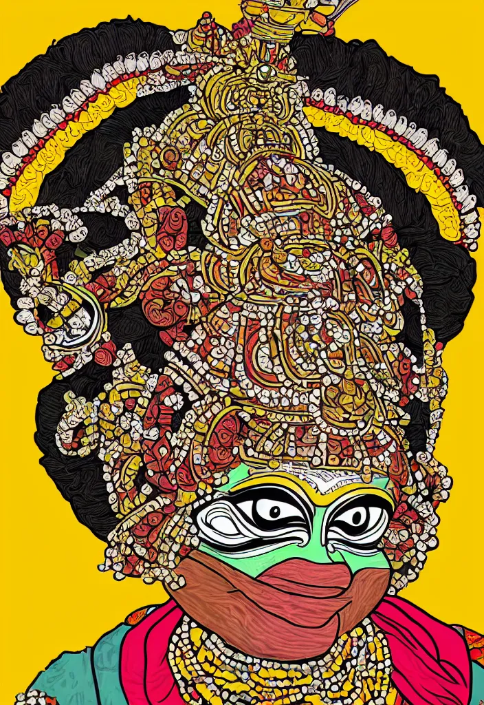 Prompt: kathakali illustration style digital art