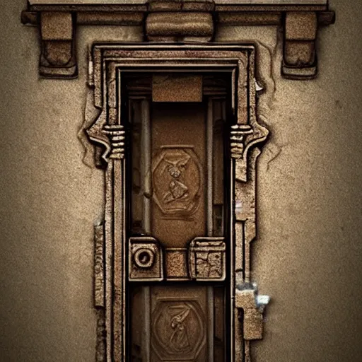 Image similar to an ancient door opening cinematic hyper detailed realistic