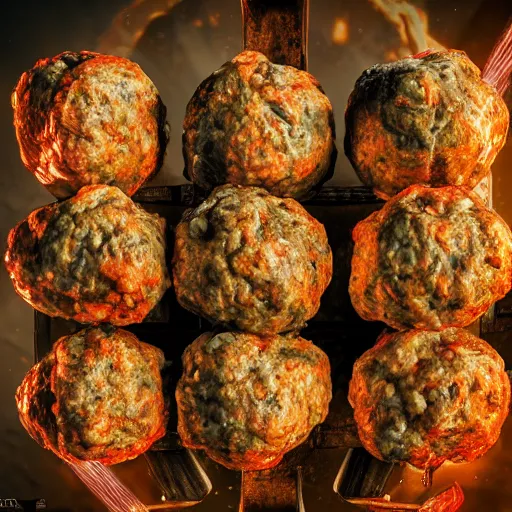 Image similar to meatball battleship, intricate details, dramatic lighting, rendered in 4 k