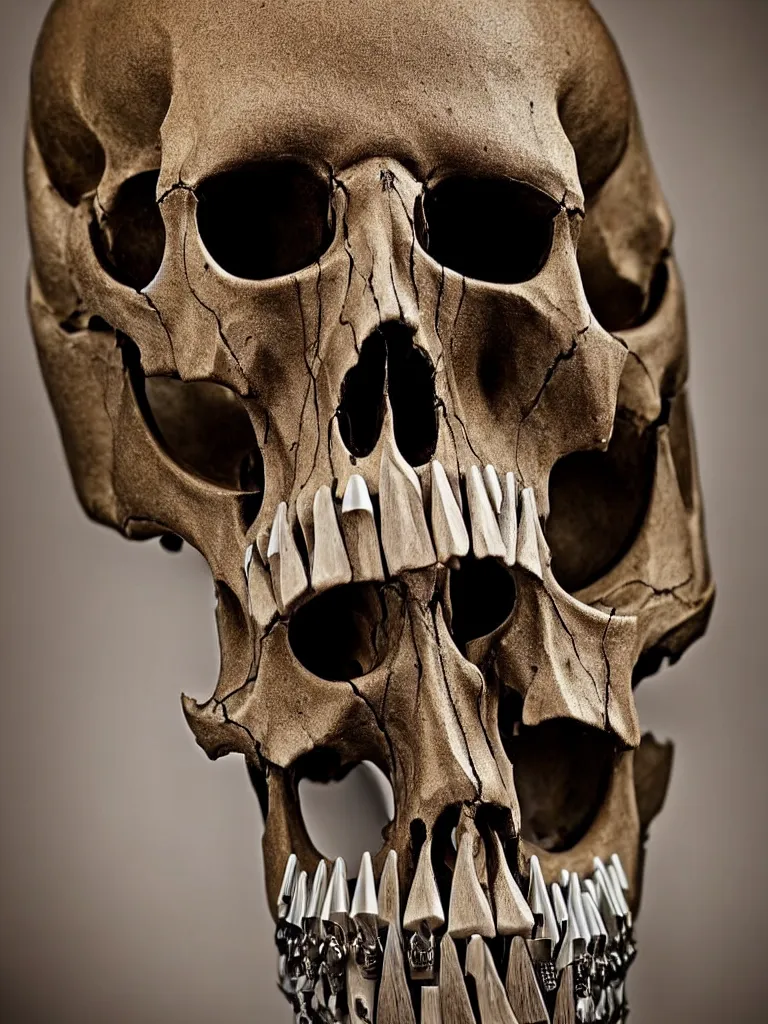 Image similar to animal skull made of rifles, ultra-realistic, intricate details photograph