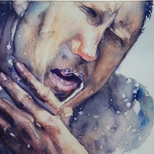 Prompt: “the sultriest thing a man ca do, watercolor, highly detailed”