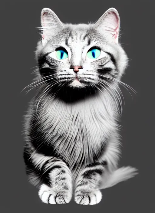 Image similar to 8 k uhd a silver fractal cat