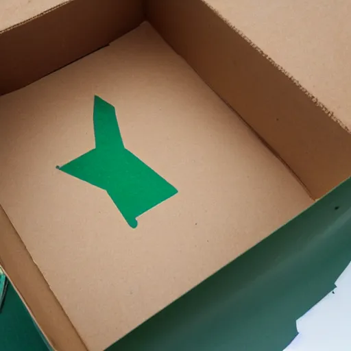 Prompt: a cardboard box green