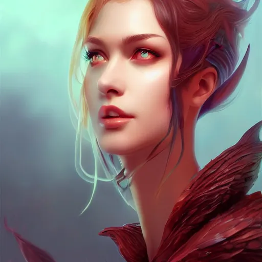 Image similar to Lucifer as a beautiful lady, 4k digital character design by Artgerm, WLOP, beeple, Hi-Fructose, James Jean, Andrei Riabovitchev, Marc Simonetti, yoshitaka Amano, Artstation, CGsociety