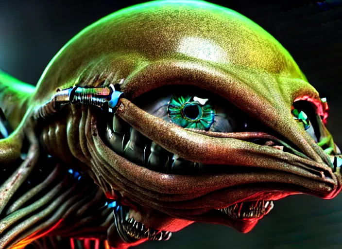 Prompt: hyperrealism, detailed textures, photorealistic 3 d render, an alien with crimsom coloured eyes in a super star system from 5 million years ago, sharp focus, ultra realistic, ultra high pixel detail, cinematic, intricate, cinematic light, concept art, illustration, art station, unreal engine 8 k