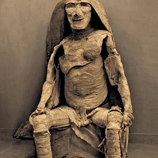 Image similar to an ancient mummy of a shaman in a fetal position